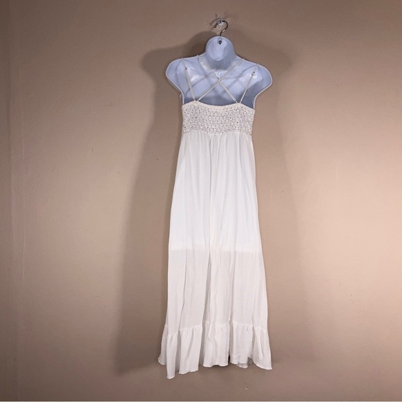 Juniors Large White Boho Dress Embroidered Accent Womens Lace Top Ruffle Boho - Picture 8 of 16